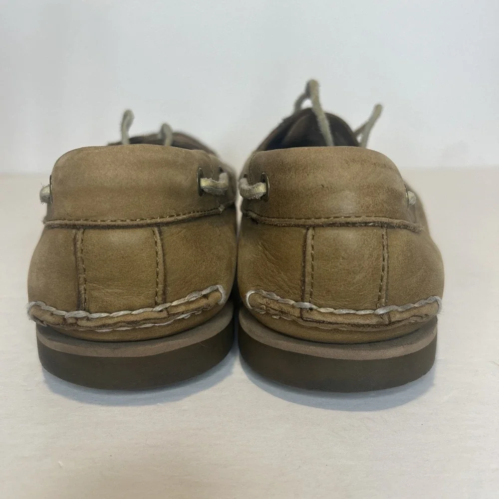 Timberland Leather Boat Shoes Men's 11.5 Light Brown Casual Slip On Loafer 2 Eye